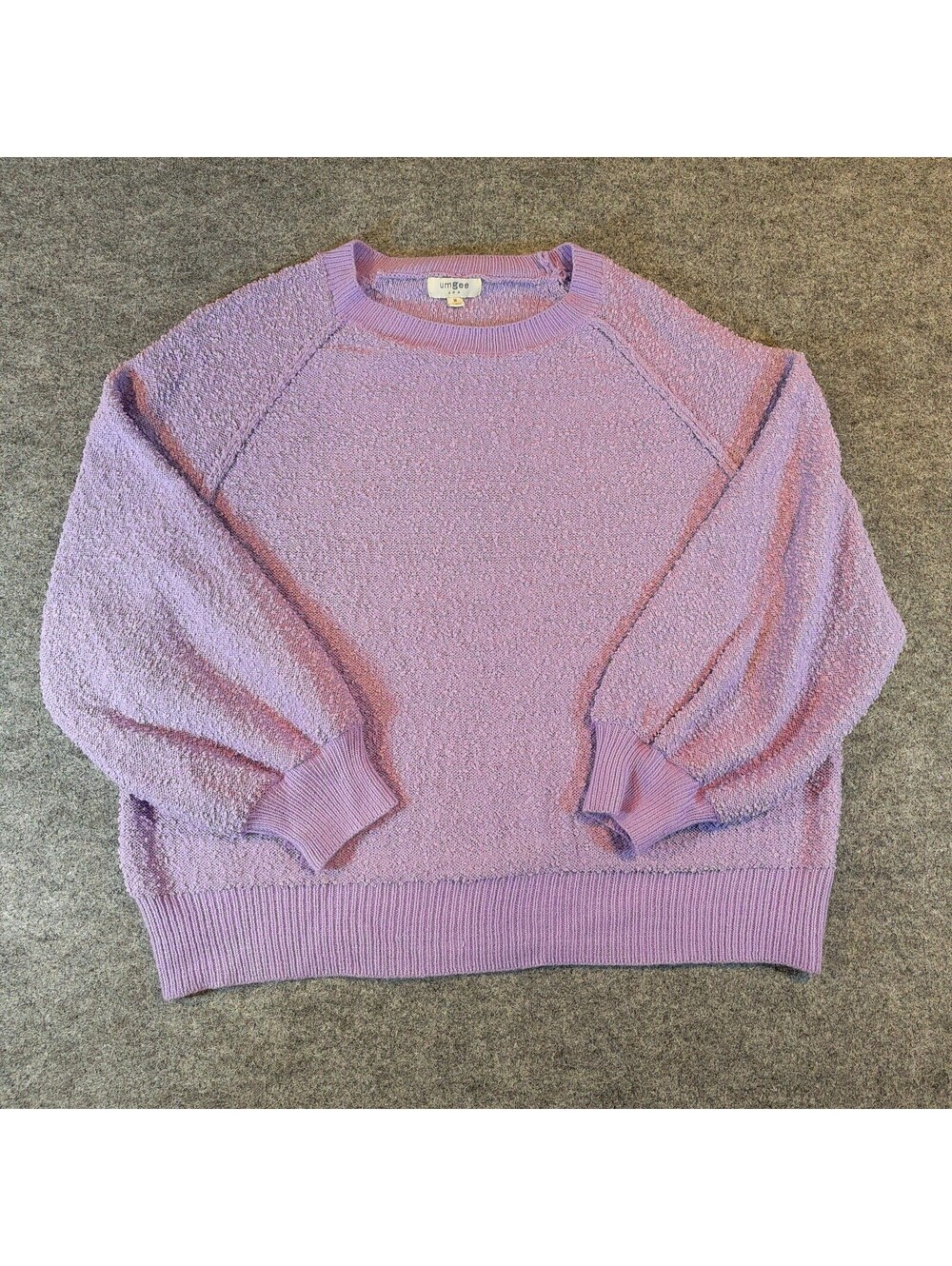 Umgee Lavender Textured Knit Pullover Sweater Crewneck Long Sleeve Size Medium
